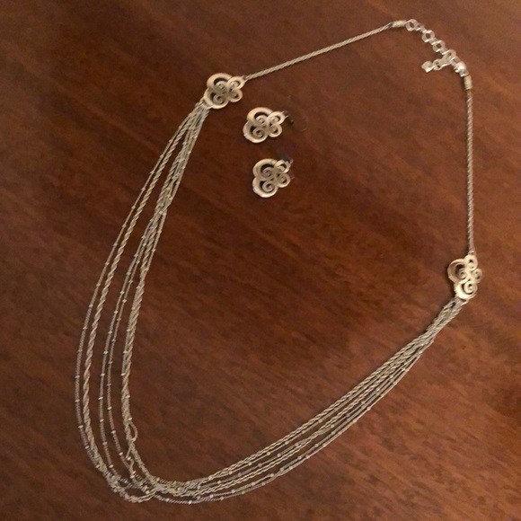 Brighton retired long length multi chain swirl link necklace & earrings - Picture 1 of 16